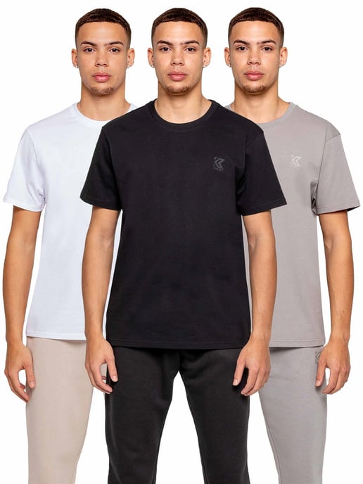 Kruze | 3 Pack Mens Crew Neck T-Shirt - Assorted