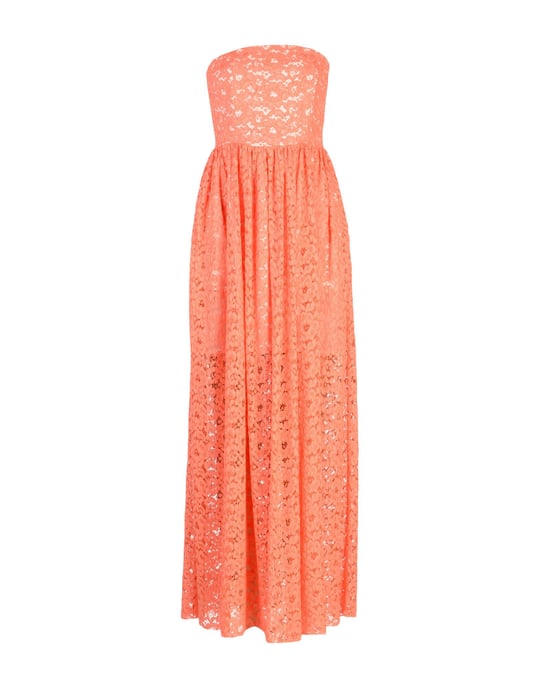 MSGM Salmon Pink Lace Full Length Strapless Dress