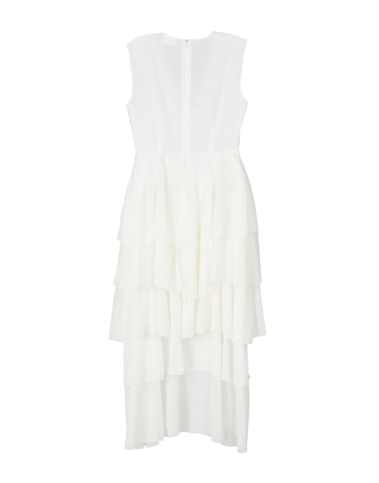 Ainea White Crepe Ruffle Dress