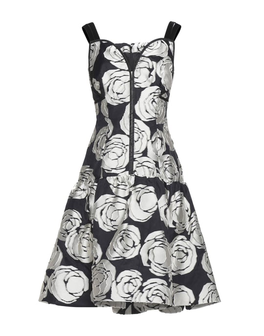 Oscar De La Renta Light Grey Silk Knee Length Dress