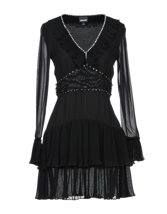 Just Cavalli Black Long Sleeve Short Dress