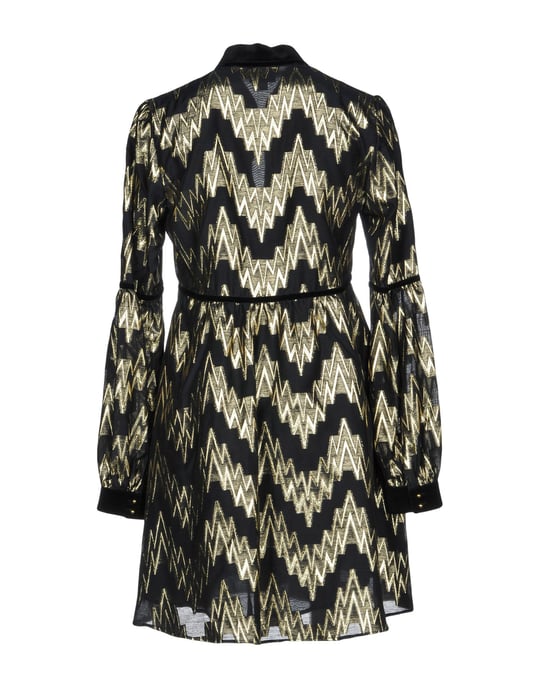 Just Cavalli Black Print Long Sleeve Short Dress