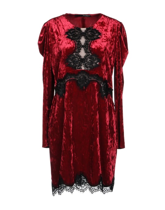 Annarita N Garnet Lace And Chenille Long Sleeve Dress