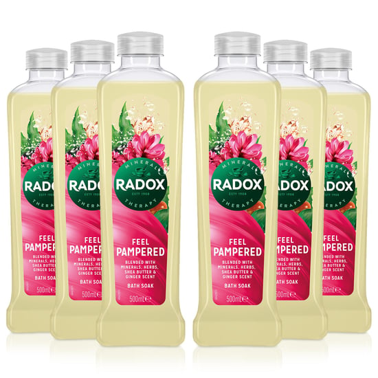 Radox 100% Nature Inspired Fragrances Bath Soak, Feel Pampered, 6 Pack, 500ml