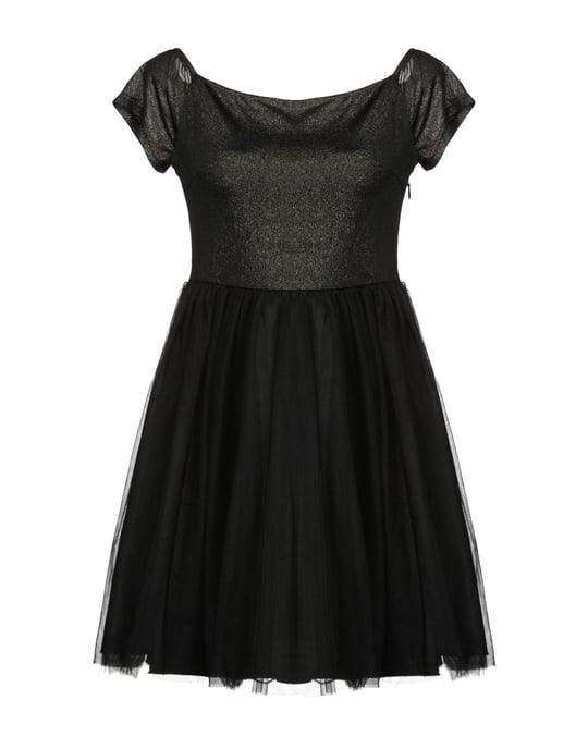Vanessa Scott Black Tulle And Jersey Short Sleeve Dress