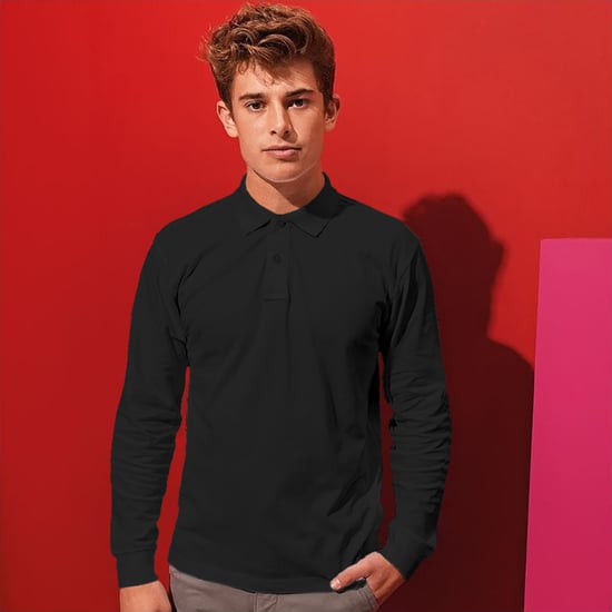 Asquith & Fox Herren Classic Fit Langarm-Poloshirt (Schwarz) - Image 2