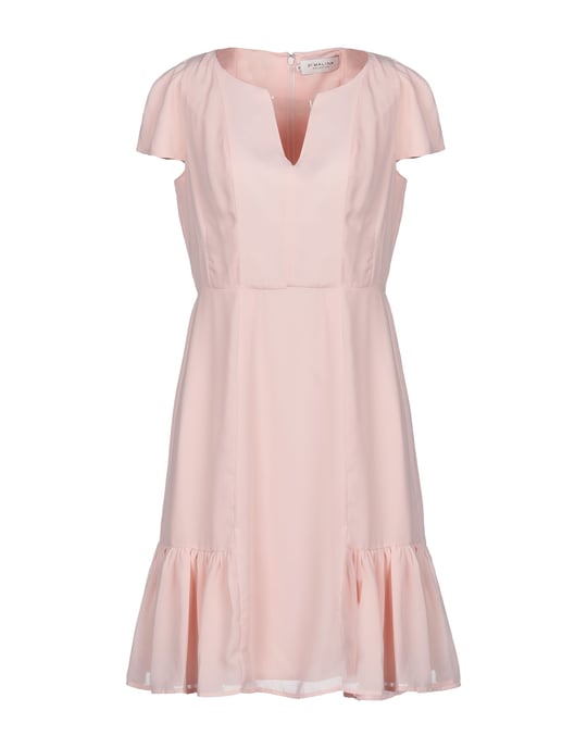 By Malina Pink Crepe Short Sleeve Dress