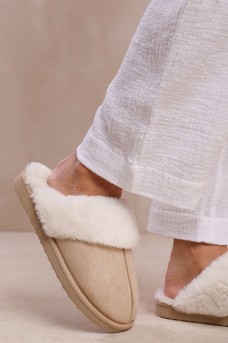 Wheres That From Womens 'Comfort' Slip On Slippers With Fur Trim