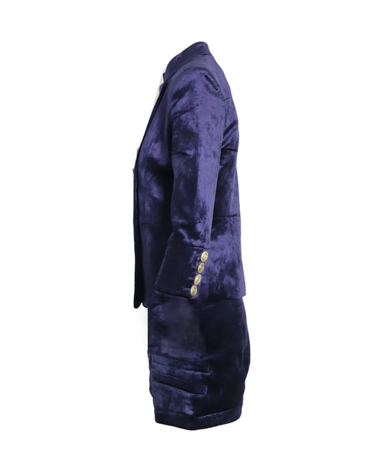 Pierre Balmain Militärblazer und Shorts-Set aus blauer Samt - Image 3