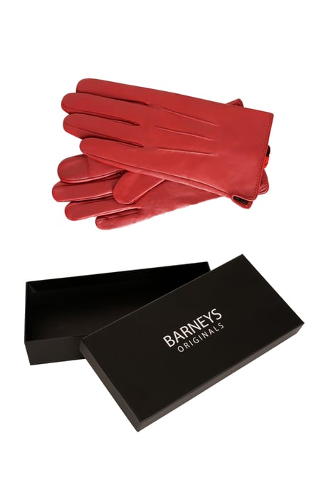 Barneys Originals Gift Boxed Red Classic Leather Glove
