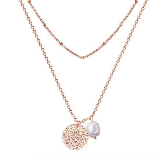 Necklace stainless steel rose gold freshwater cultured pearl white Valero Pearls