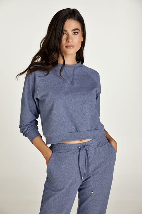 Crop Indigo Melange Sweatshirt