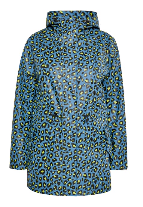 Schmuddelwedda Regenjacke in großen Größen Damen Stahlblau Limette Leo - Image 1