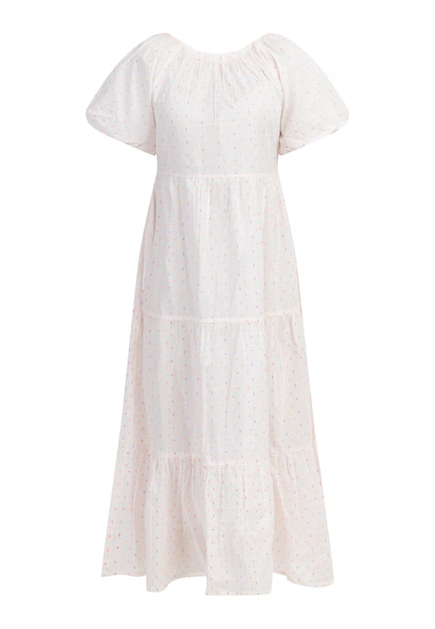 Mymo Maxikleid Damen Weiss Pinkorange Punkte - Image 1