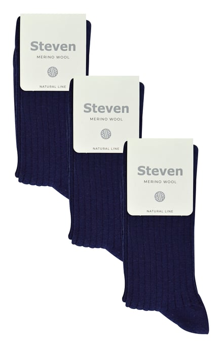 3 Paar Damen Original Merinowollsocken | Steven | Atmungsaktive dicke warme Stiefelsocken - Marineblau - Image 2