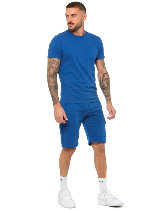 Enzo | Herren T-Shirt Trainingsanzug mit Shorts Set - Blau - Image 3
