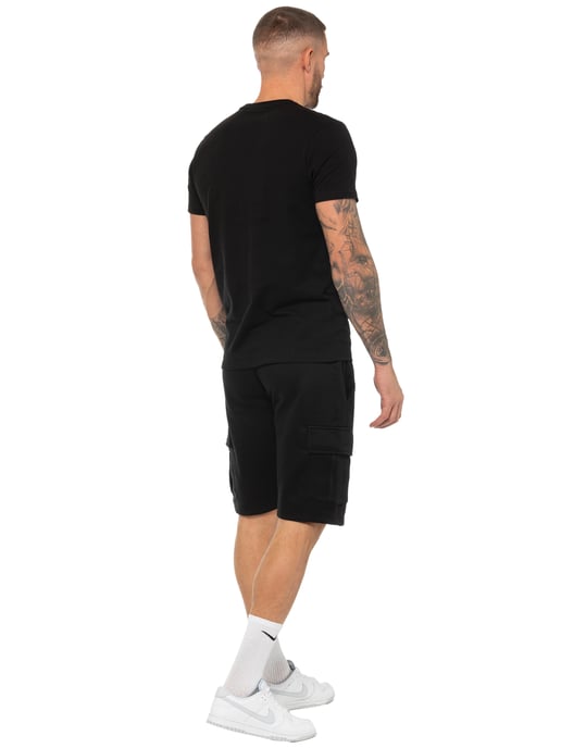Enzo | Herren T-Shirt Trainingsanzug mit Shorts Set - Schwarz - Image 3