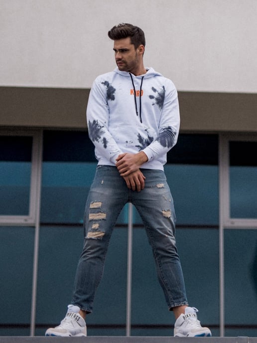 Takeshy Kurosawa Sweatshirt Shibori Herren weiß - Image 1
