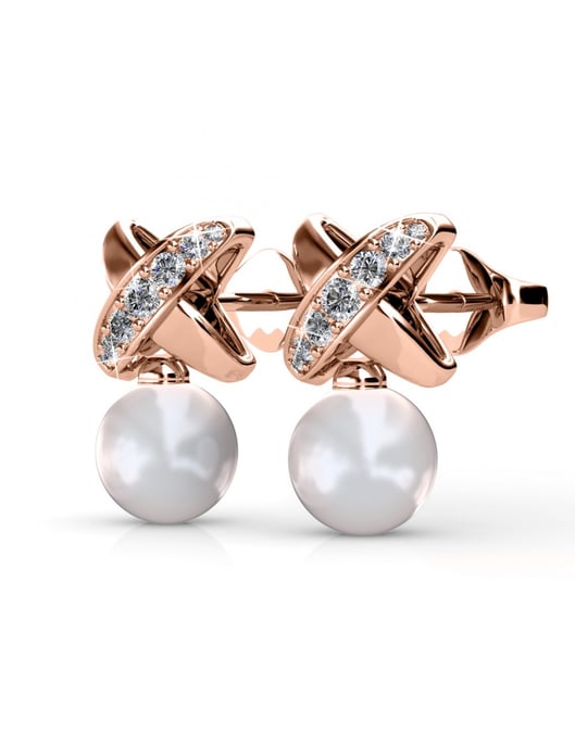 Chris Perlenohrringe - Rose Gold und Kristall - Image 1