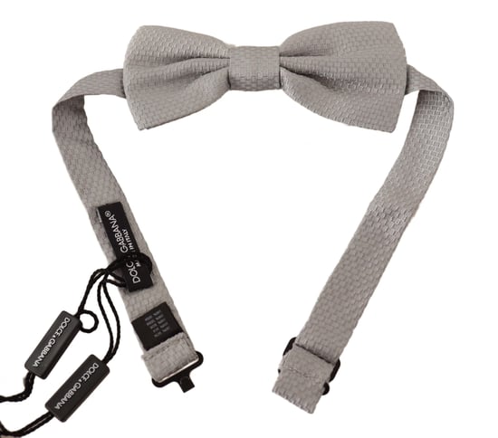 Dolce & Gabbana Men's Silver Gray 100% Silk Adjustable Neck Papillon Bow Tie