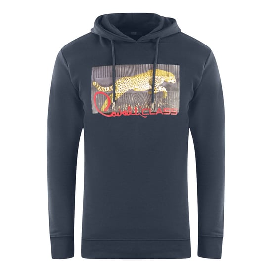 Cavalli Class Sprinting Leopard Logo Navy Blau Hoodie - Image 1