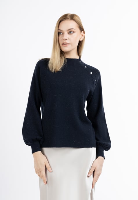 Dreimaster Strickpullover mit Rollkragen Damen Marine - Image 3