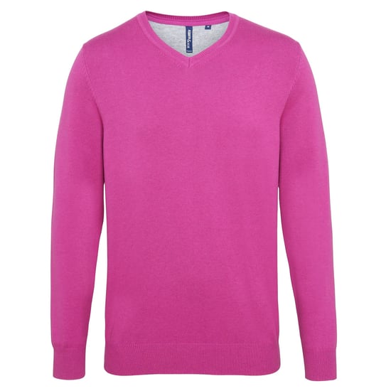Asquith & Fox Mens Cotton Rich V-Neck Sweater (Orchid Heather)
