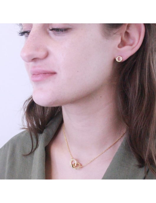 Boucles d'oreilles Ophir - Doré et Cristal - Image 2