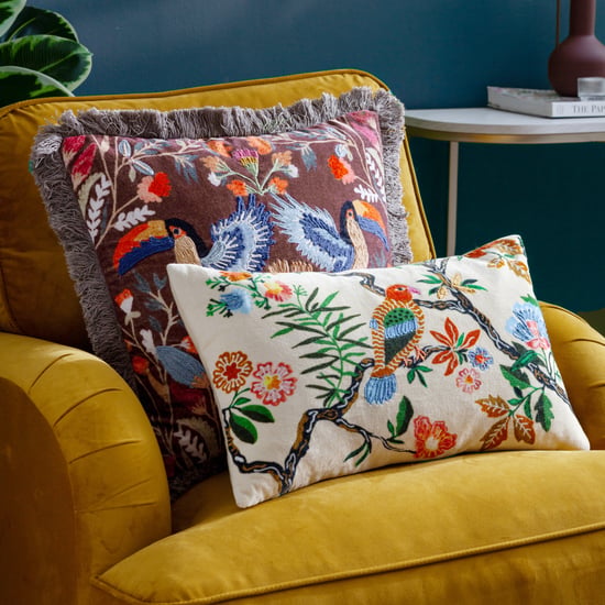 Wylder Mirrored Toucan Embroidered Feather Rich Cushion