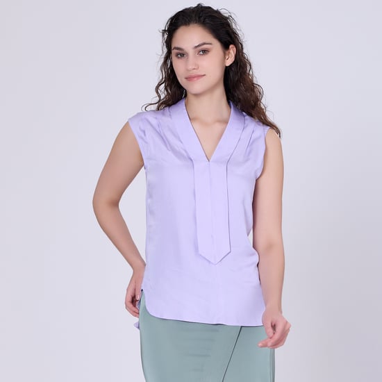 Ärmellose Bluse mit breitem, flachem Kragen - Image 1
