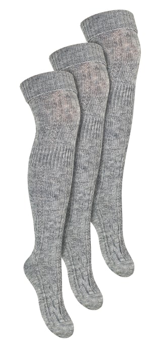 3 Paar Overknee-Wollsocken für Damen | Steven | Damen Extra lange Wollsocken Grau - Image 1