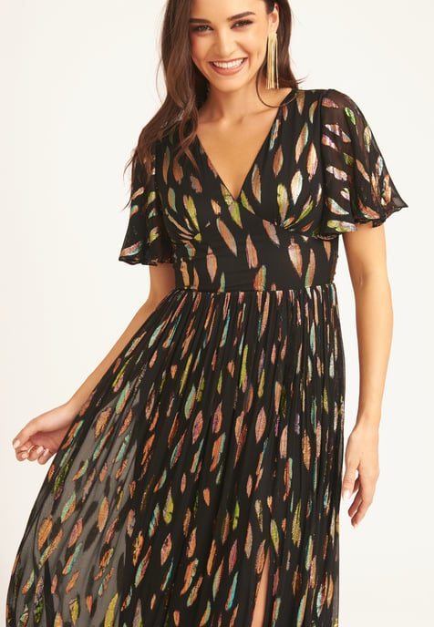 Multi-Jacquard-Maxikleid mit Engelsärmeln - Image 2