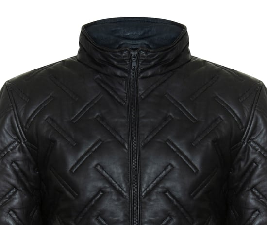 Men's Bomber Leather Quilted Jacket - Goiania