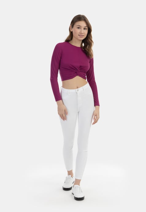 Mymo Langarmshirt Damen Fuchsie - Image 2
