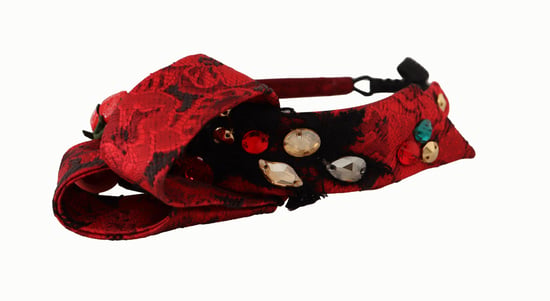 Dolce & Gabbana Women's Cherry Silk Crystal Bow Logo Diadem Tiara Headband