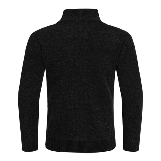 Herren-Cardigan mit Rei?verschluss, Stehkragen und gefuttertem Grobstrickpullover Schwarz - Image 3