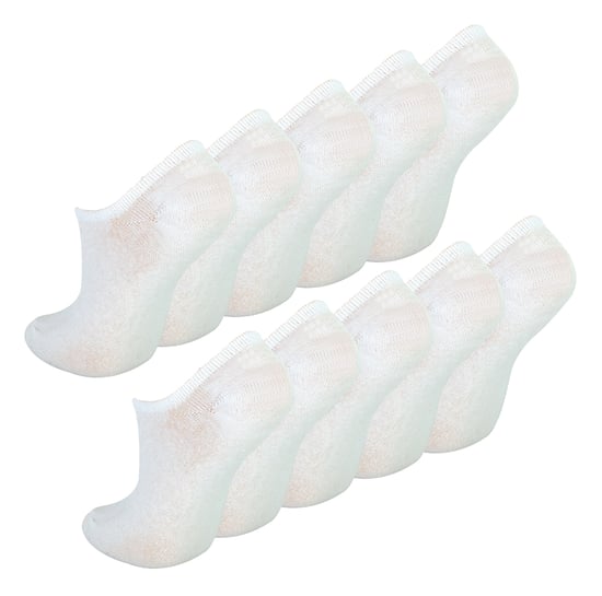 10 Paar Multipack Kids Invisible Socks | Sock Snob | Atmungsaktive weiße No Show Socken für Mädchen & Jungen - Weiß - Image 1