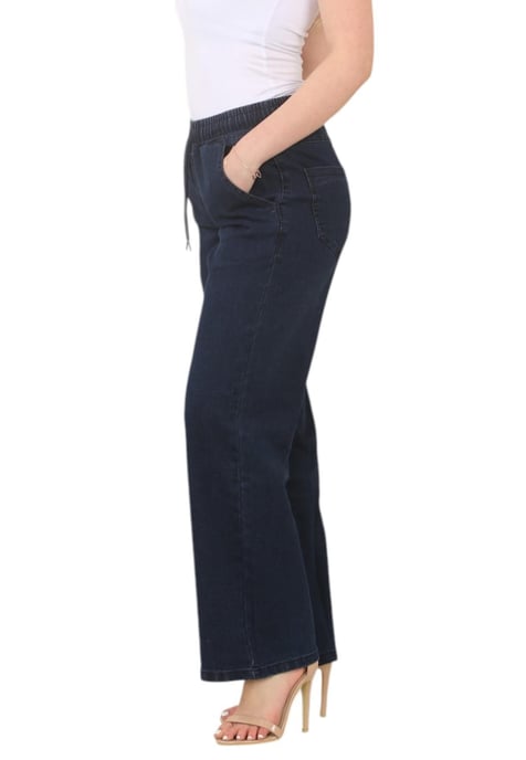 MYT Womens Elasticated High Waist Wide Leg Jeans in Dunkelblau - Image 3