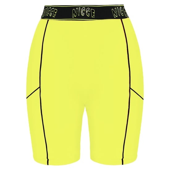 Nicce Stretch  Logo Black/Neon Yellow Womens Carbon Shorts 201 2 06 03 0180