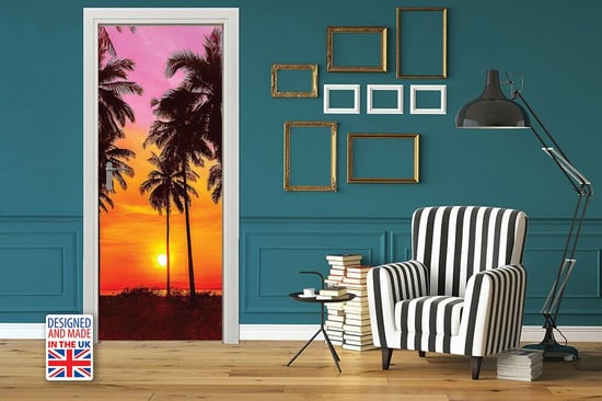 Tropical Sunset Self-Adhesive Door Mural Sticker For All Europe Size 90CmX200CM