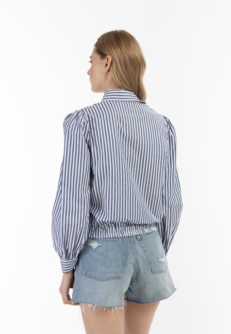 Dreimaster Langarmbluse Damen Weiss Blau - Image 4