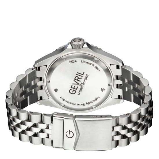 Gevril Herrenuhr Wall Street 4954B Schweizer Automatik GMT, SW330 Uhrwerk mit Leuchtdatum aus Edelstahl - Image 2