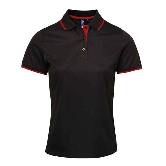 Premier - "Coolchecker" Poloshirt für Damen (Schwarz/Rot) - Image 1
