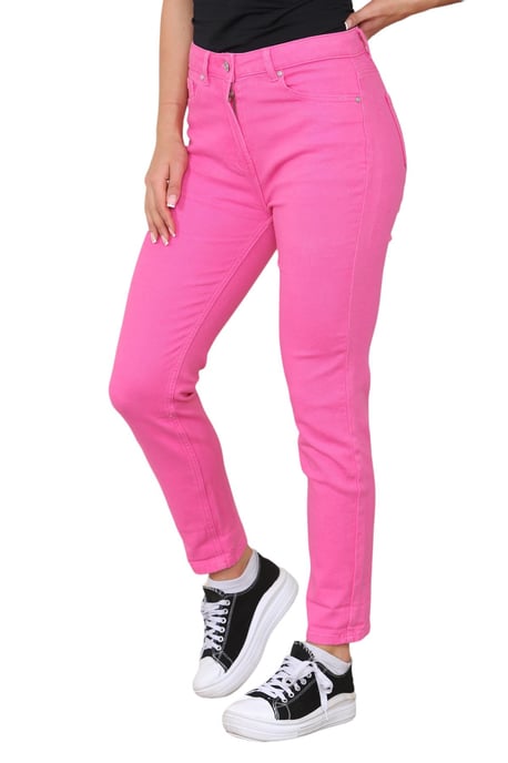 M&Co Damen-Mom-Jeans mit hohem Bund und schmal zulaufendem, geradem Bein in Rosa - Image 3