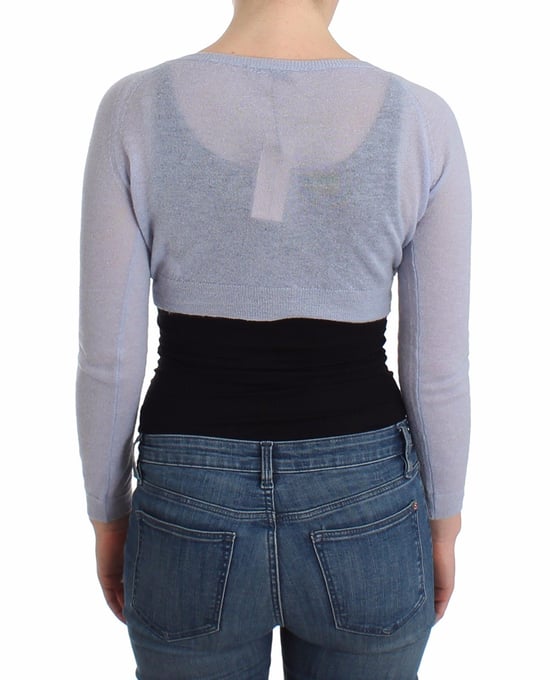 Ermanno Scervino Lingerie Blue Knit Cropped Sweater Cardigan