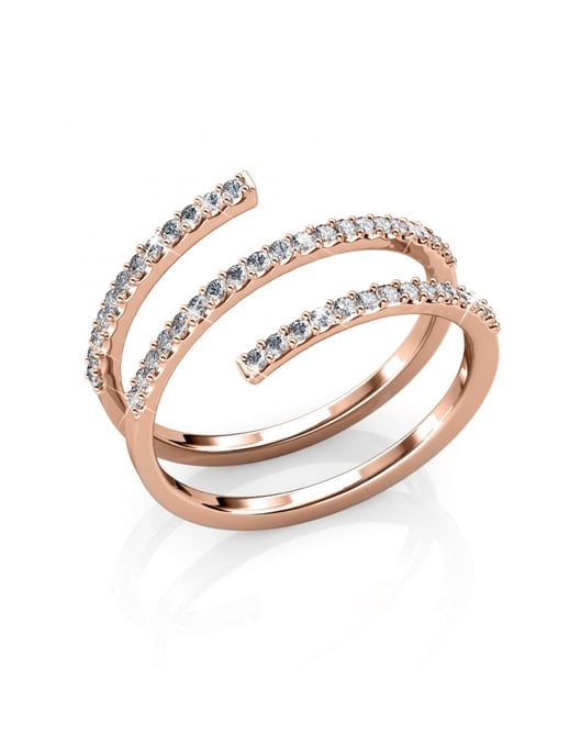 Spiralförmiger Ring - Roségold und Kristall - Image 1