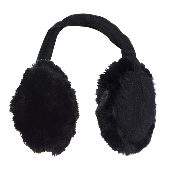 Heat Holders Damen Winter warme gestrickte Ohrenschützer | Kunstpelz | Kaltes Wetter Schwarz - Image 1