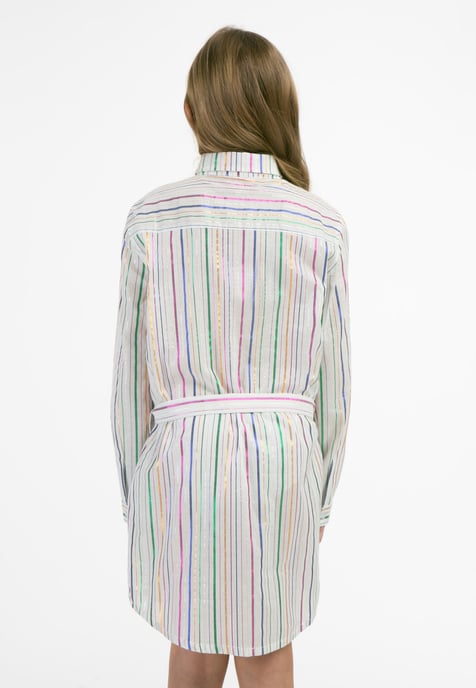 Mymo Hemdblusenkleid Mädchen Weiss Mehrfarbige Streifen - Image 4