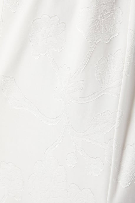 Puff Sleeve Satin Jacquard Wrap Waist Wedding Dress - Image 5