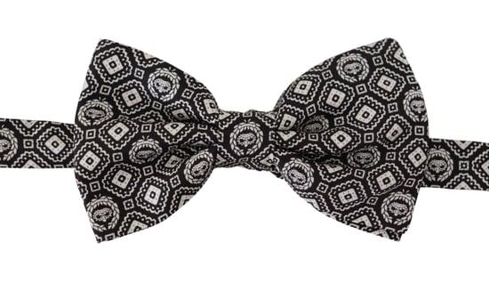 Dolce & Gabbana Schwarz-weiße 100% Seide Verstellbarer Hals Papillon Herrenfliege - Image 1
